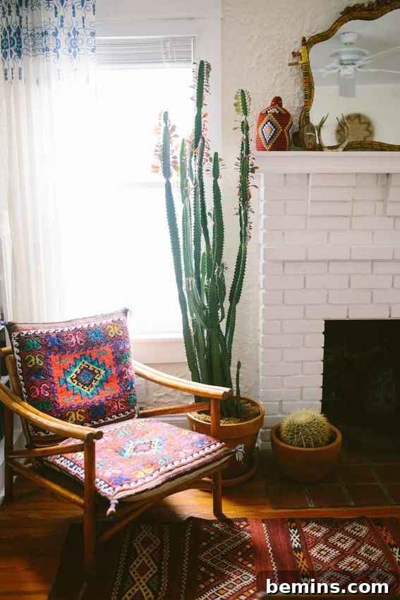 Our Top Picks: Southwestern Fabrics and Designs 2 Southwest Textiles and Upholstery: A vibrant cushion adds a touch of Southwestern charm to a mid-century chair.