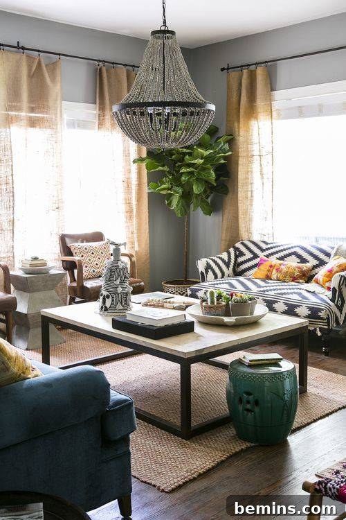 Our Top Picks: Southwestern Fabrics and Designs 3 Southwest Upholstery: A black and white settee adds a bold statement to this transitional living room.