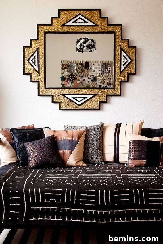 Our Top Picks: Southwestern Fabrics and Designs 8 Southwestern Theme: A room featuring mudcloth textiles for an understated tribal look.