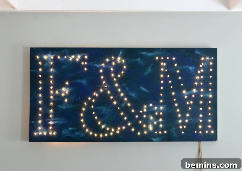 Completed DIY Monogram Marquee Sign