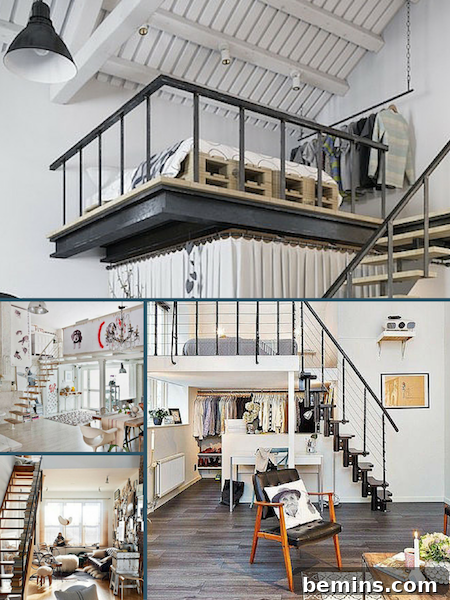Lofted Bedroom Spaces Pinterest Collage