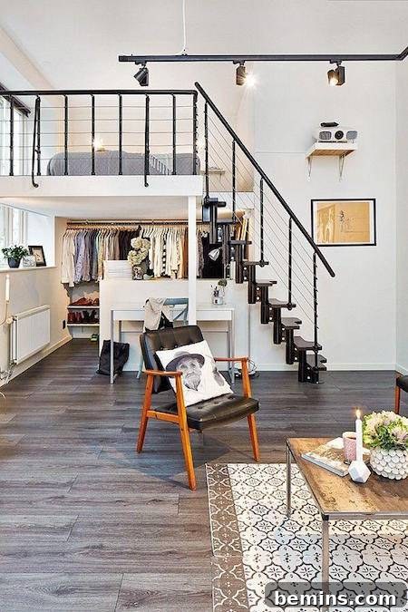 Loft with Unique Stairs