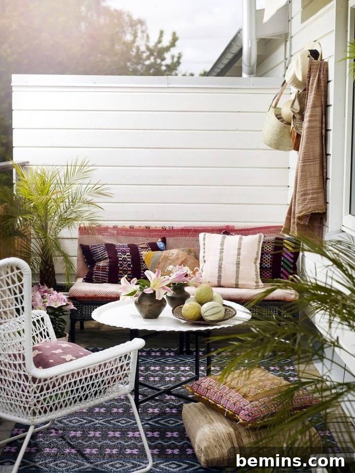 Cozy Patio with Patterned Pillows