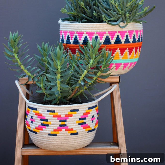 DIY Southwest-Inspired Painted Rope Basket