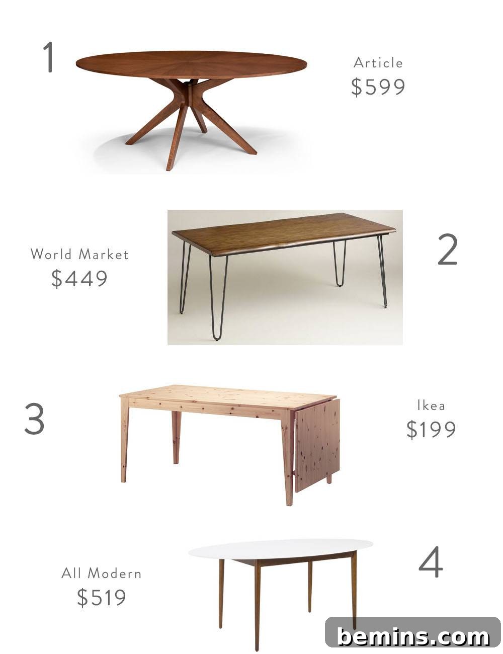 Mid-Century Table Reproductions