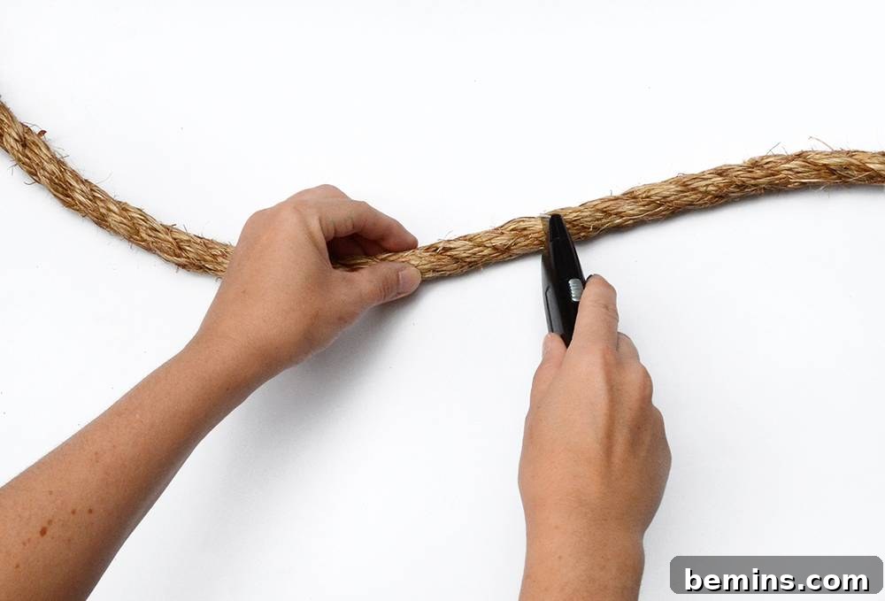 DIY Backyard Ring Toss: A Fun Outdoor Game Project 9 Cutting the Rope for the Rings