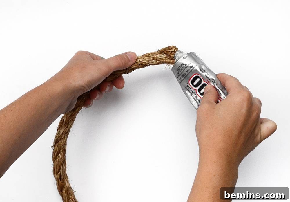 DIY Backyard Ring Toss: A Fun Outdoor Game Project 10 Gluing the Ends of the Rope Together