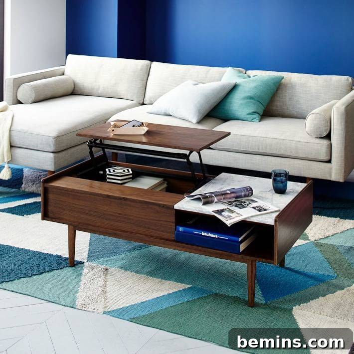 Mid-Century Pop Up Storage Coffee Table