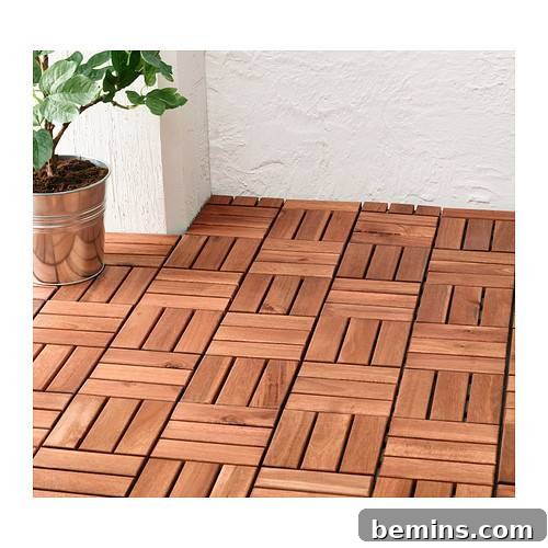 RUNNEN floor decking tiles installed on a patio