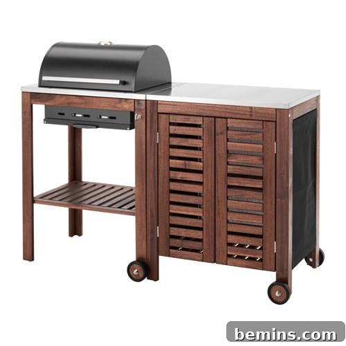 ÄPPLARÖ/KLASEN grill setup in a backyard