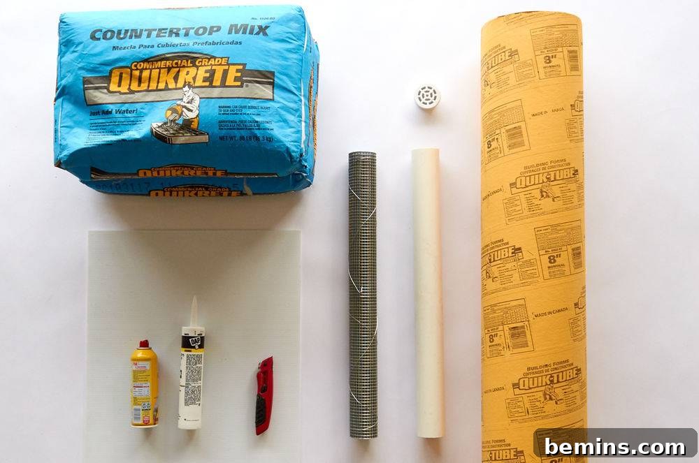 materials for DIY concrete planters