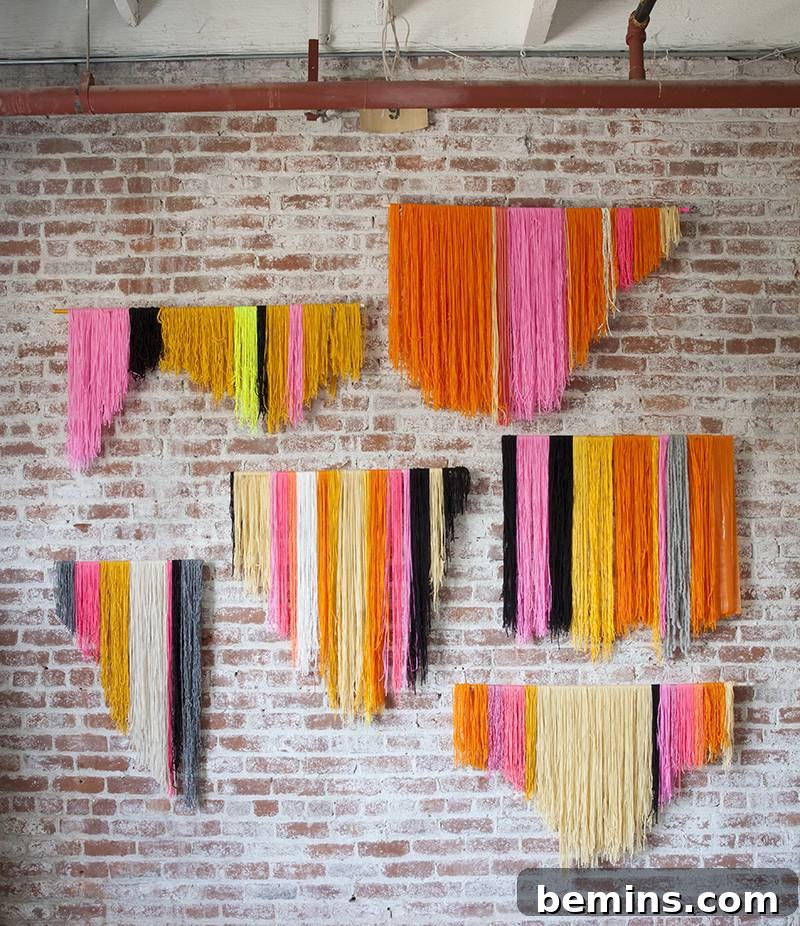 Hanging Yarn Banner Wall Installation