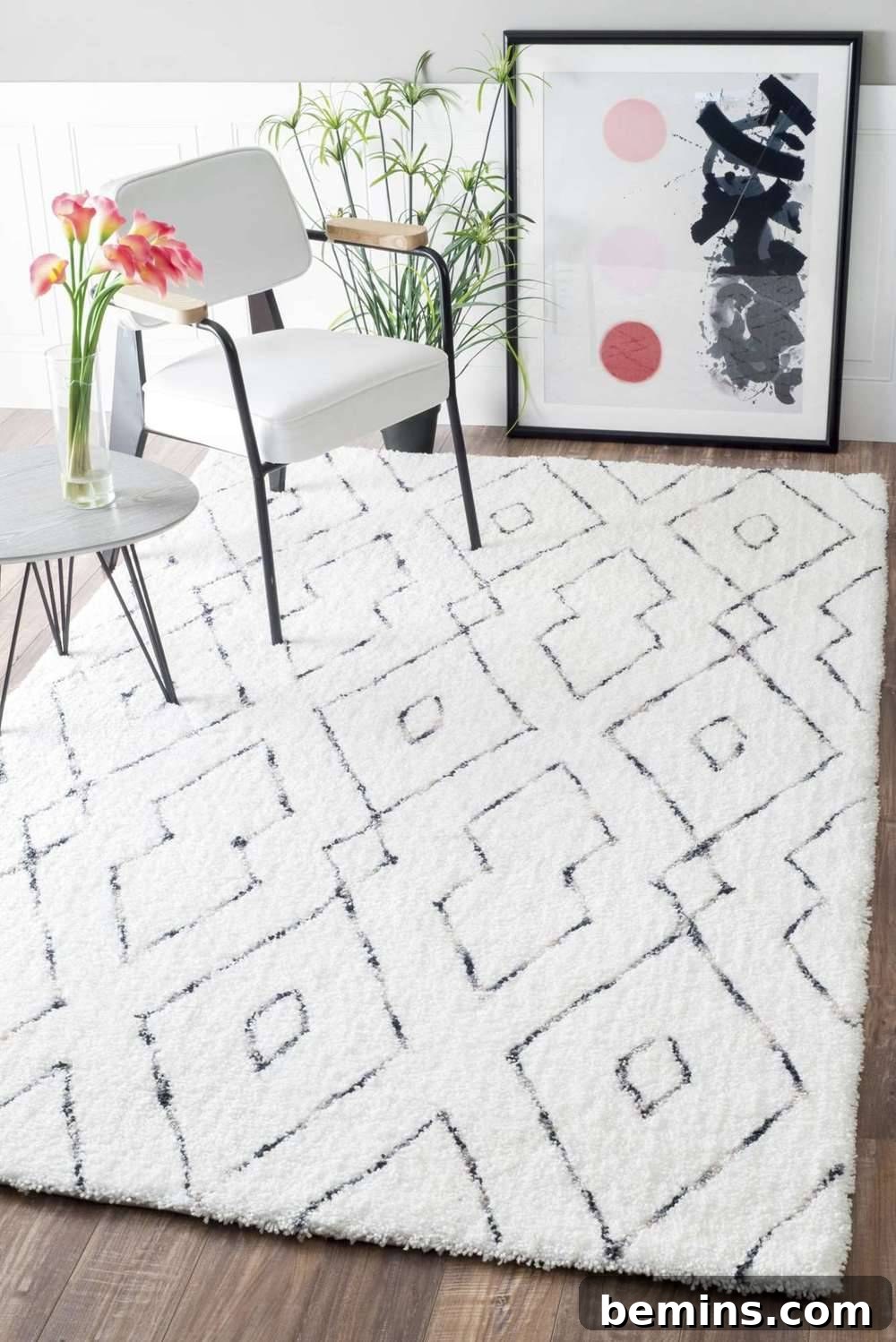 White Shag Rug for Dorm Room