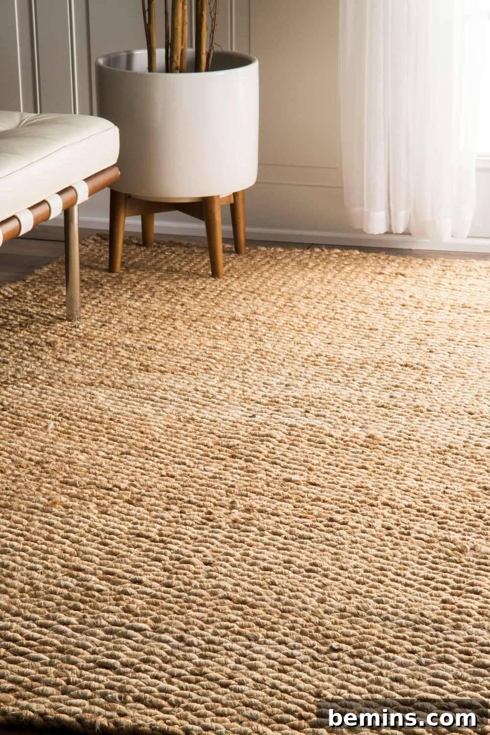 Natural Jute Rug for Dorm Room