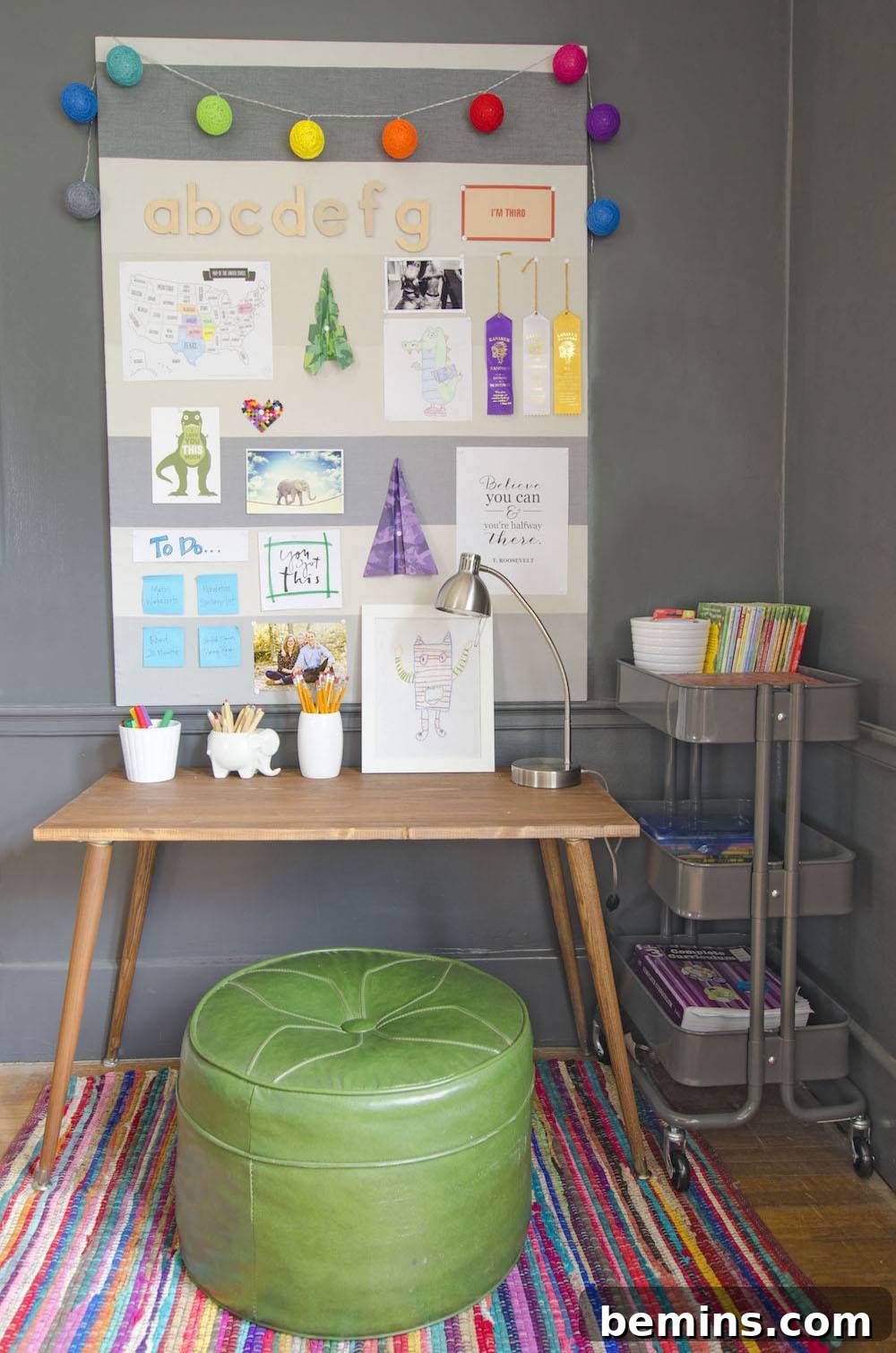 The finished homework station, ready for school.
