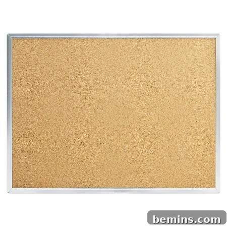 A fabric-covered cork board ready for displaying notes and artwork.