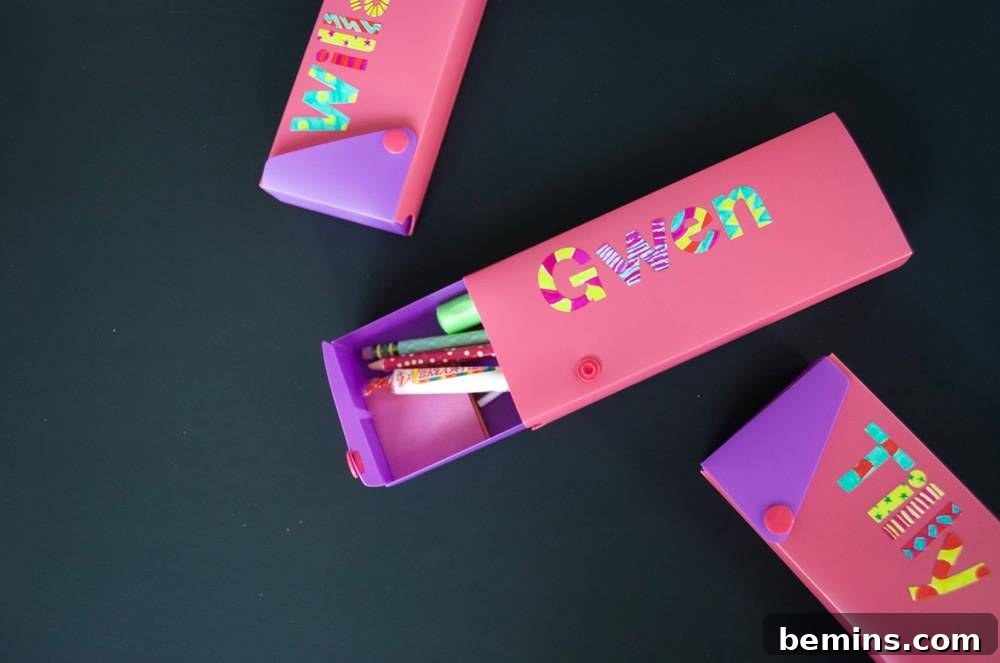 Kid-Friendly DIY: Personalized Pencil Pouches for School 9 Kids favorite pencil box in pink: A personalized and thoughtful gift