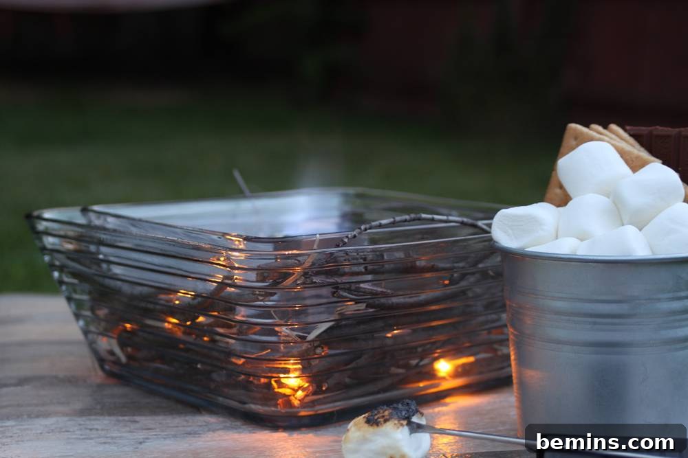 DIY S'mores Station: The Ultimate Tabletop Centerpiece 6 The centerpiece glowing in the dark