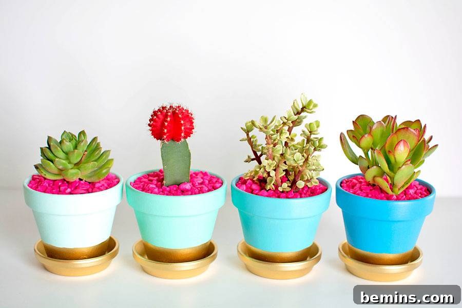 10 DIY Home Decor Projects to Add a Pop of Color 4 DIY Gold Dipped Plant Pots