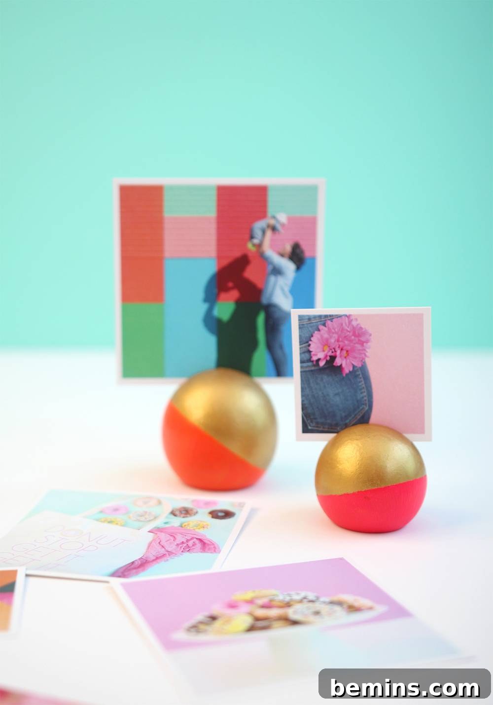 10 DIY Home Decor Projects to Add a Pop of Color 5 DIY Neon Wood Knob Photo Holders