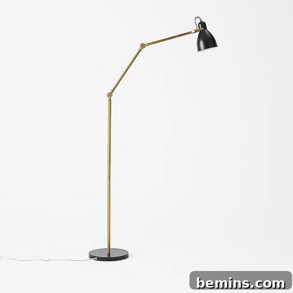 Industrial Task Floor Lamp in Brass from West Elm