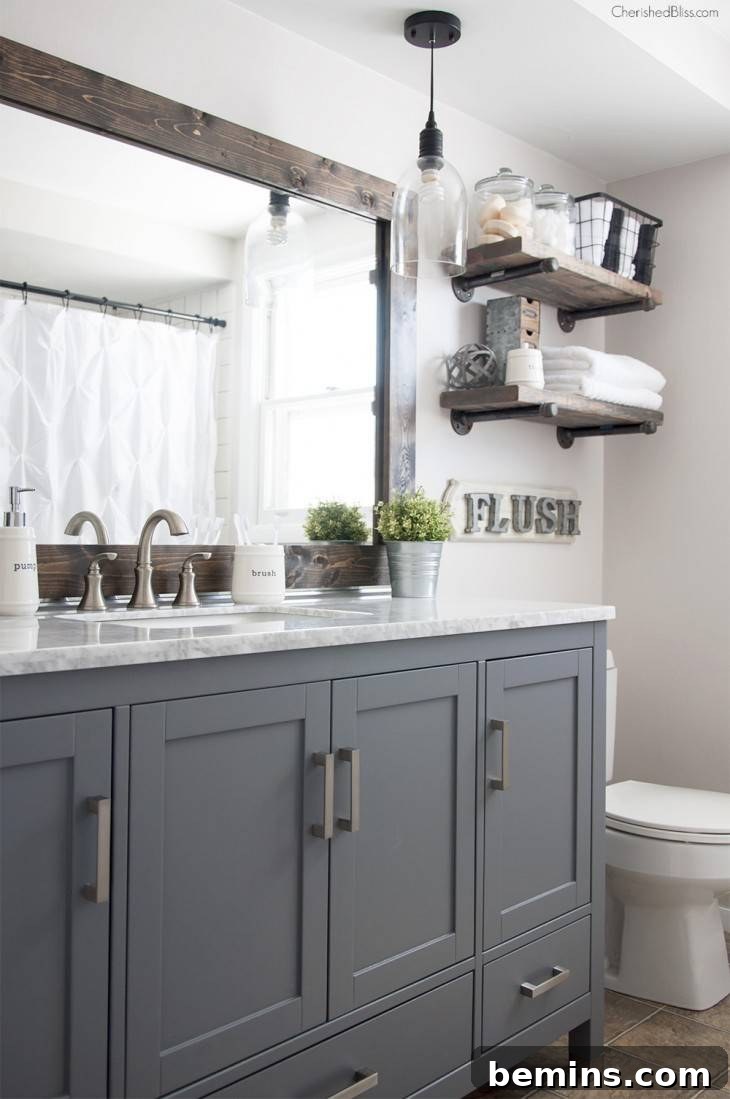DIY Farmhouse Bathroom Mirror Rustic Furniture Project