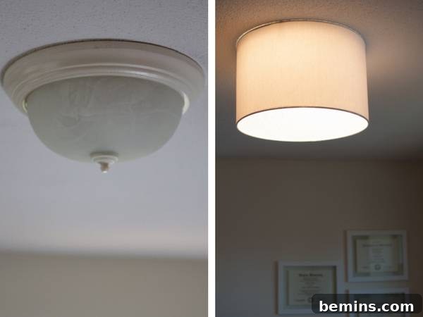Barrel shade ceiling light fixture with earth magnet attachment