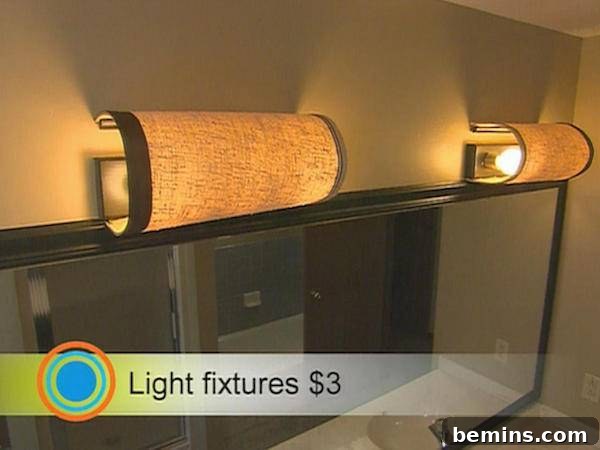 DIY strip light cover-up using cut barrel shades