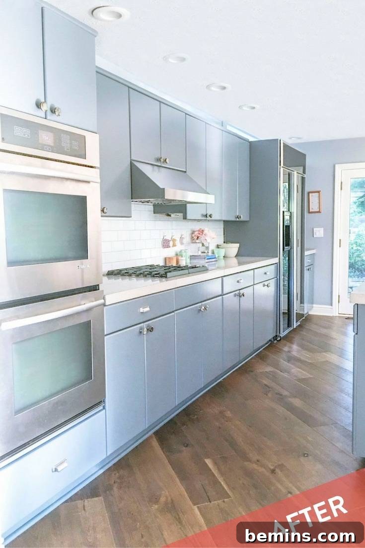The Kitchen Before Renovation: Grey Cabinets and Laminate Countertops