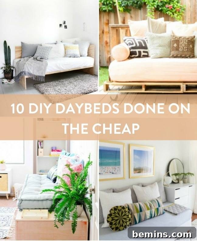 Four different daybeds, three inside and one outside.