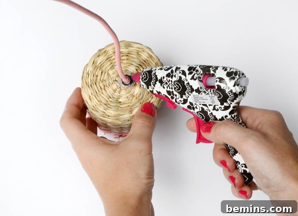 Brilliant IKEA USB Desk Light Mod 8 Cutting a slit in the LJUSNAN basket for the lamp cord
