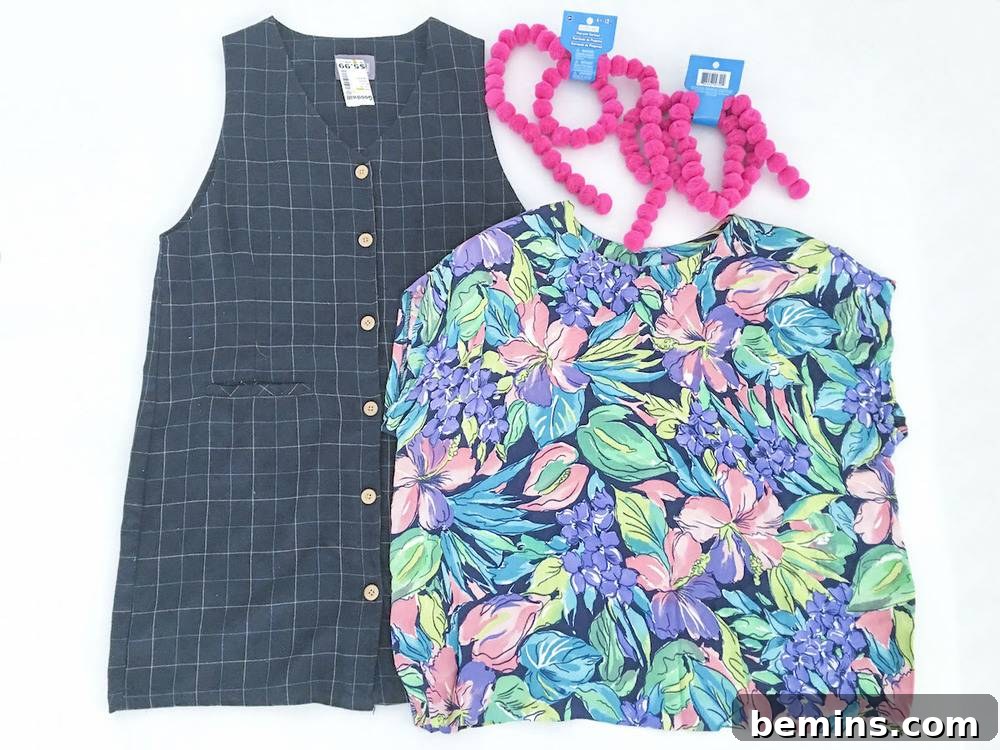 Materials for DIY Thrift Store Pillow Project