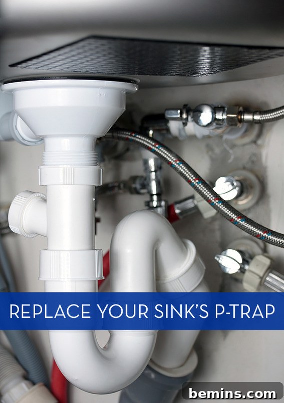 A clogged bathroom sink P-trap