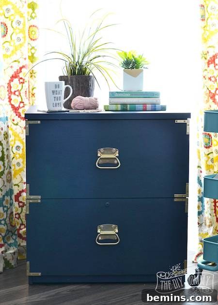 Filing cabinet transformed into a campaign dresser