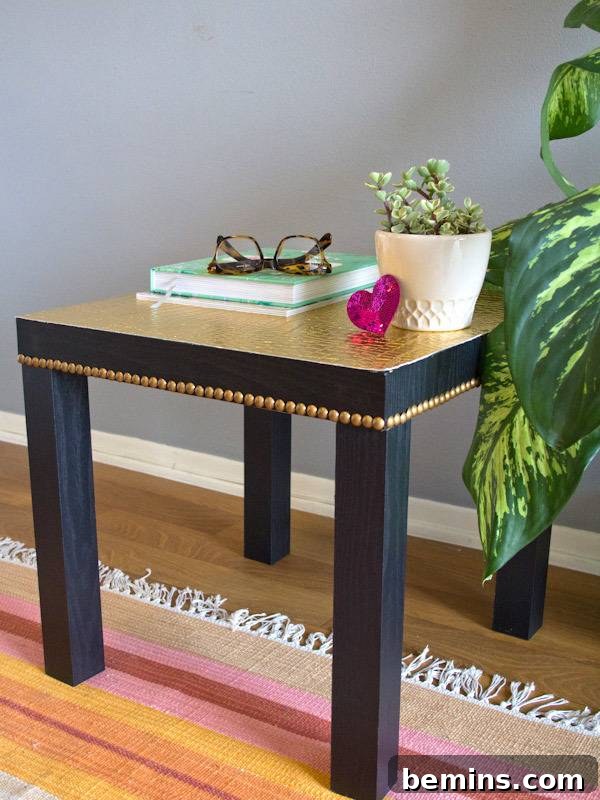 12 Genius IKEA LACK Hacks for a Stylish Home 3 IKEA LACK Table Hack: Gold Accent Table