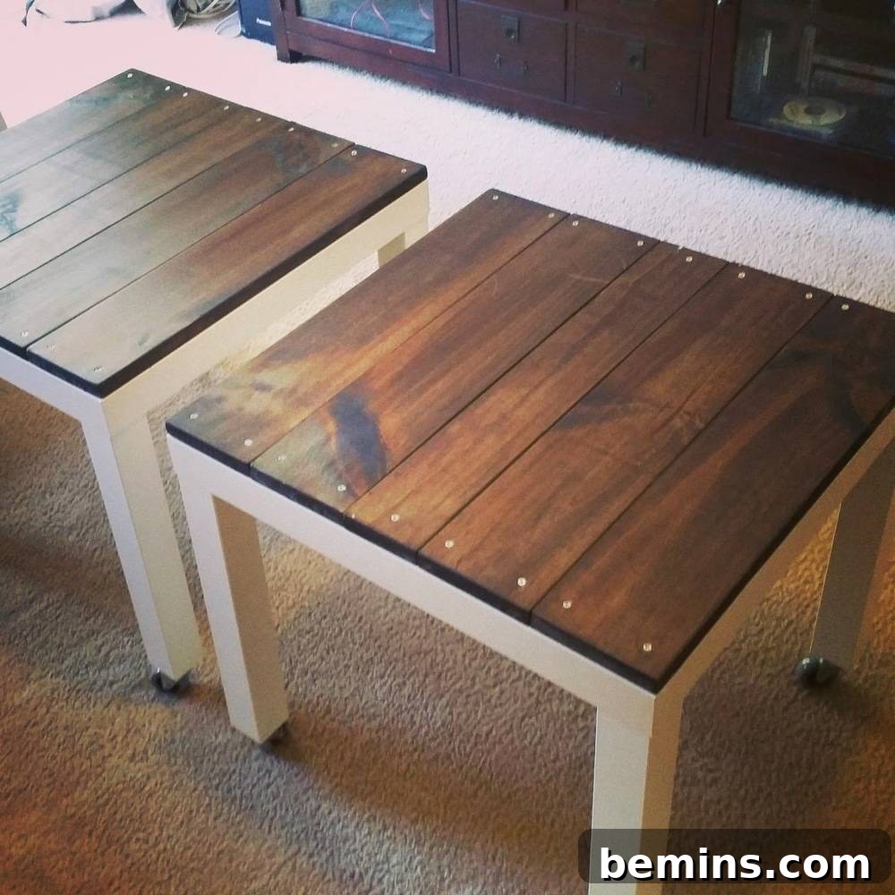 12 Genius IKEA LACK Hacks for a Stylish Home 5 IKEA LACK Table Hack: Rustic Wood Top