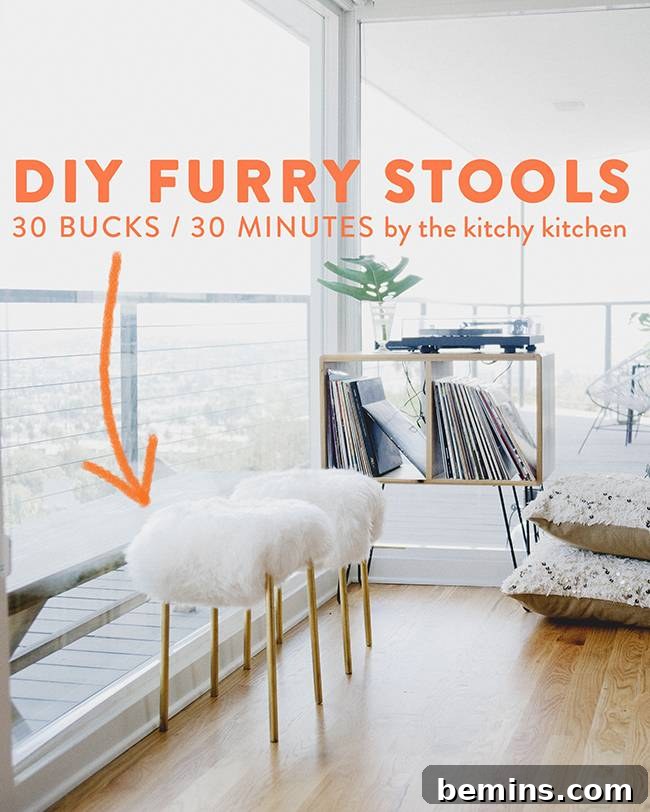 Furry IKEA Stools for a Cozy and Luxurious Touch
