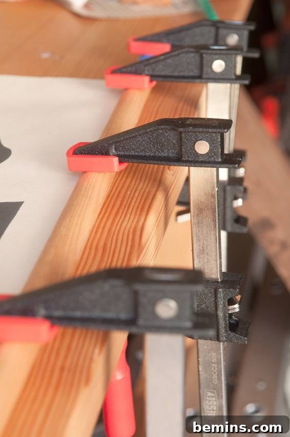 Crafting a Rustic Display: DIY Pull-Down Map Frame for Art 9 Clamp to dry