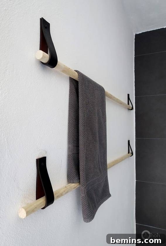 DIY Leather Towel Holder: Creative and Unique Bathroom Storage