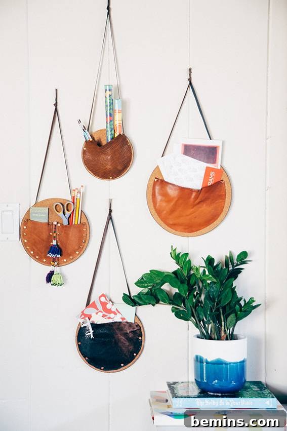 DIY Leather Catch-All Wall Pockets: Stylish Storage Solution