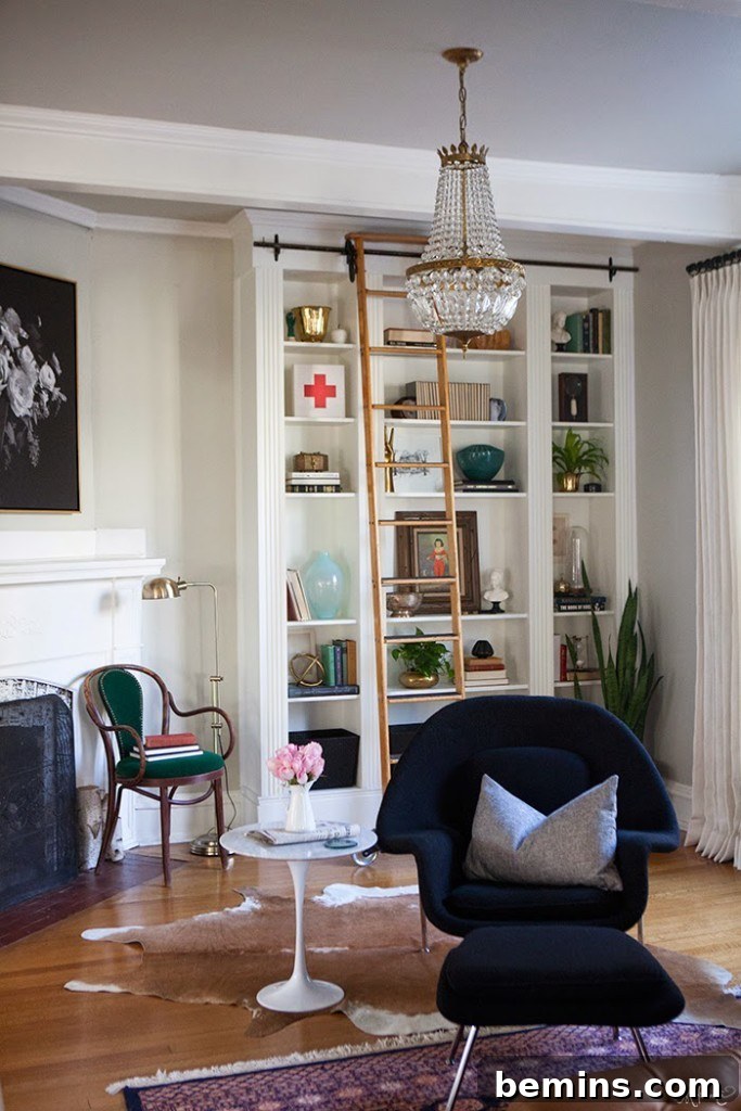 10 Genius IKEA Upgrades That Don't Scream IKEA 2 Elegant living room featuring a hacked IKEA Billy bookshelf