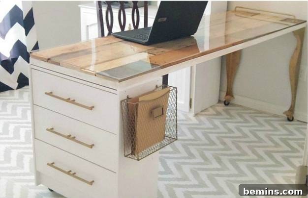 10 Genius IKEA Upgrades That Don't Scream IKEA 11 Rustic storage desk created from IKEA Rast chests