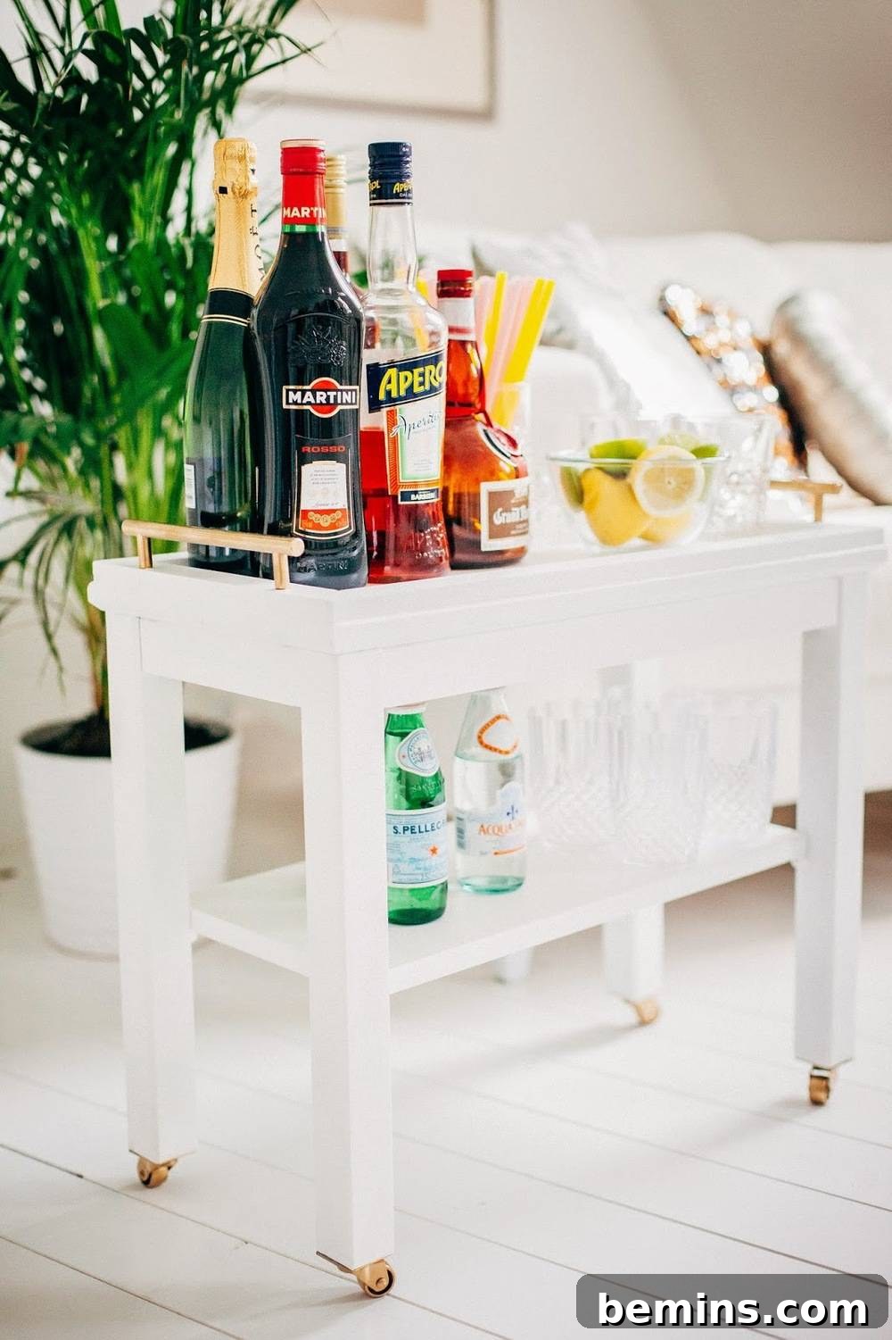 10 Genius IKEA Upgrades That Don't Scream IKEA 3 Stylish DIY bar cart made from an IKEA Nornas unit