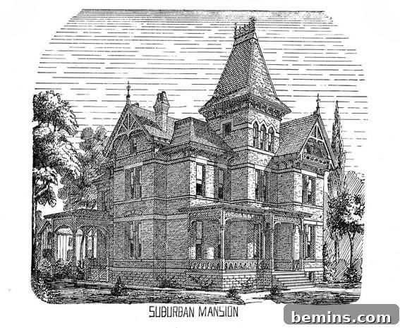 Vintage Halloween Black and White Old Houses