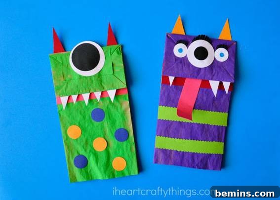 Paper Bag Monster Puppets for Kids