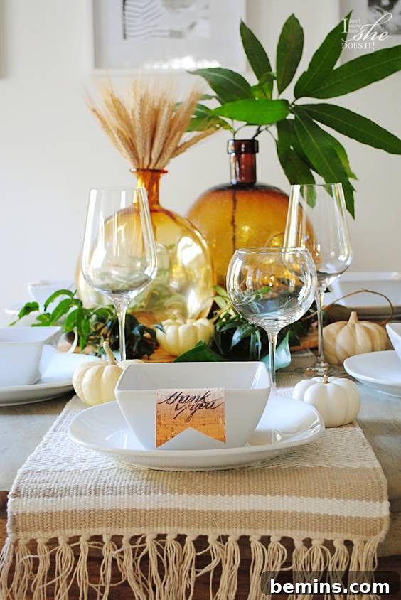 Stunning Autumn Table Decor Ideas 3 A nature-inspired Thanksgiving tablescape with fresh greenery.