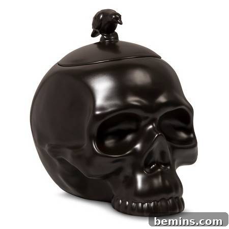 Chicly Spooky: Black & White Halloween Decor 7 Halloween Skull Candy Jar - Target