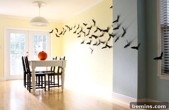 DIY Paper Bat Halloween Wall Decor