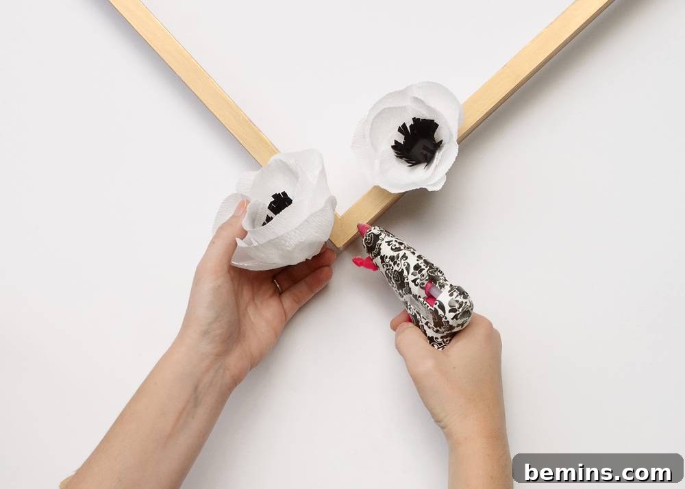 Gluing Flowers to the Frame