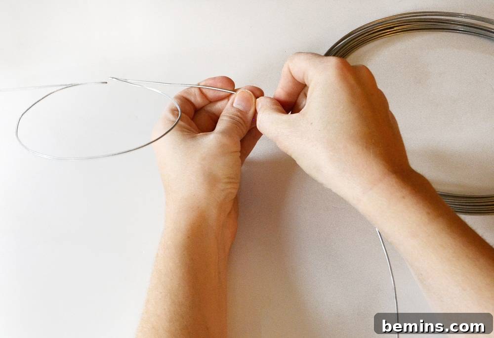 IKEA Frame Fright: Crafting a Chic Halloween Wreath 13 Forming the Wire 'Boo'